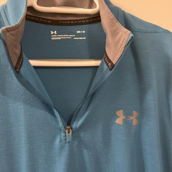 Under Armour Men's Long Sleeve Quarter Zip Shirt, Medium, Blue - Picture 4 of 10